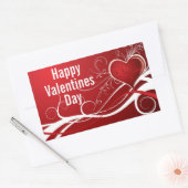 Sticker Rectangulaire Fille Rouge & Blanc Coeur Abstrait Et Fleurs Flora (Enveloppe)