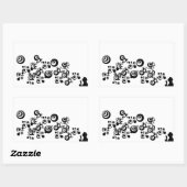 Sticker Rectangulaire Fille Silhouette soufflant bulles noir blanc (Feuille)