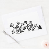 Sticker Rectangulaire Fille Silhouette soufflant bulles noir blanc (Enveloppe)