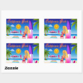 Sticker Rectangulaire Filles de Californie (Feuille)