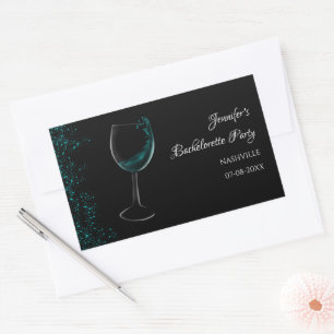 Sticker Rectangulaire Filles week-end bleu Mocktail soirée bachelorette