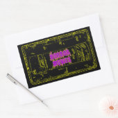 Sticker Rectangulaire Films D'Horreur VHS-Jaune/Violet (Enveloppe)