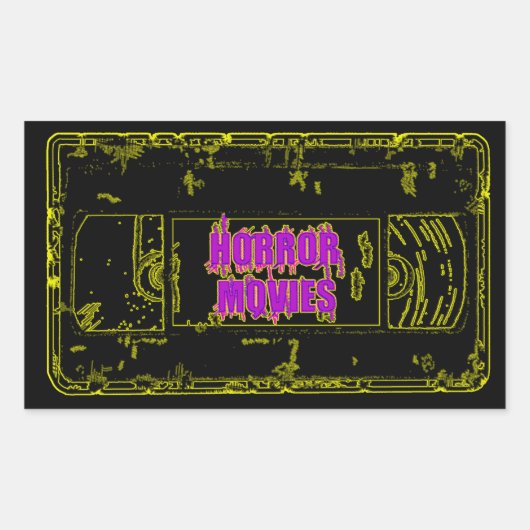 Sticker Rectangulaire Films D'Horreur VHS-Jaune/Violet (Devant)