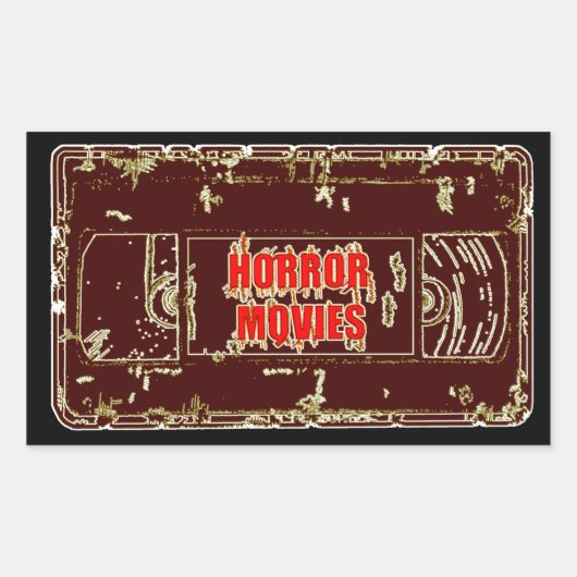 Sticker Rectangulaire Films d'horreur VHS-Rouge/Rouge (Devant)