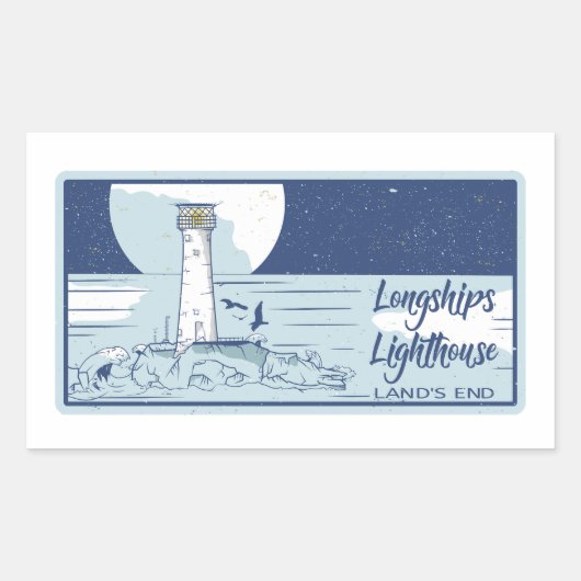 Sticker Rectangulaire Fin des terres du phare de Longships (Devant)