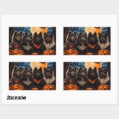 Sticker Rectangulaire Finnish Lapphund Halloween Épouvantable (Feuille)