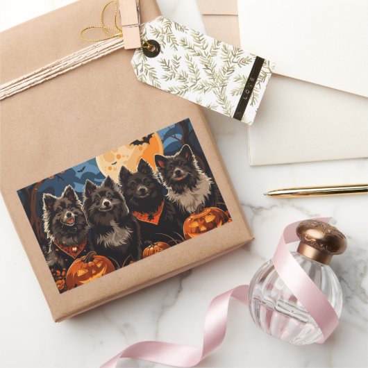 Sticker Rectangulaire Finnish Lapphund Halloween Épouvantable (Cadeaux)