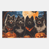 Sticker Rectangulaire Finnish Lapphund Halloween Épouvantable (Devant)