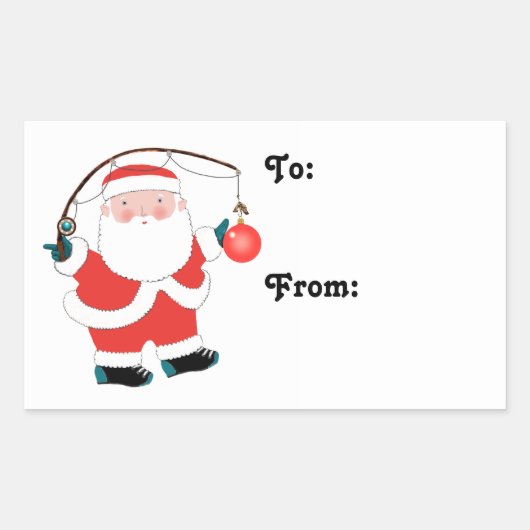 Sticker Rectangulaire Fishing Fisherman Holiday Tags (Devant)