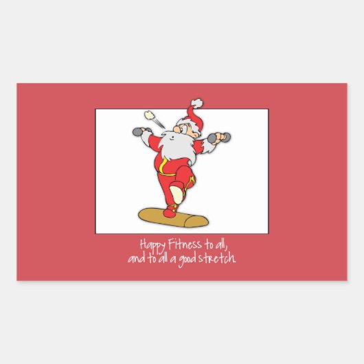 Sticker Rectangulaire Fitness Exercice Noël avec Père Noël (Devant)