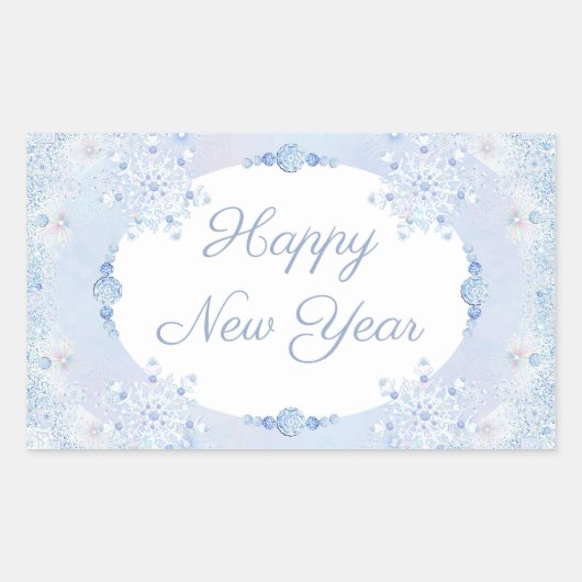 Sticker Rectangulaire Flacon de neige bleu glace (Devant)