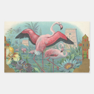 Sticker Rectangulaire Flamant rose