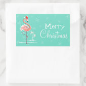 Sticker Rectangulaire Flamant rose de Noël Joyeux rectangle de Noël (Sac)