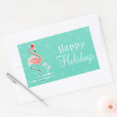 Sticker Rectangulaire Flamant rose de Noël Joyeux rectangle des Fêtes (Enveloppe)