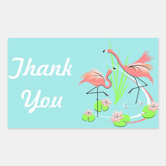 Sticker Rectangulaire Flamant rose Fandango Duo Happy Anniversaire autoc (Devant)