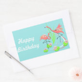 Sticker Rectangulaire Flamant rose Fandango Duo Happy Anniversaire autoc (Enveloppe)