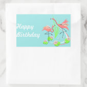 Sticker Rectangulaire Flamant rose Fandango Duo Happy Anniversaire autoc (Sac)