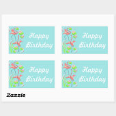 Sticker Rectangulaire Flamant rose Fandango Slim Duo Happy Anniversaire (Feuille)