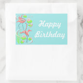 Sticker Rectangulaire Flamant rose Fandango Slim Duo Happy Anniversaire (Sac)