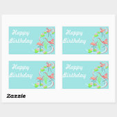Sticker Rectangulaire Flamant rose Fandango Trio Happy Anniversaire auto (Feuille)
