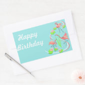 Sticker Rectangulaire Flamant rose Fandango Trio Happy Anniversaire auto (Enveloppe)