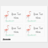 Sticker Rectangulaire Flamant rose Ocean Texte rectangle (Feuille)