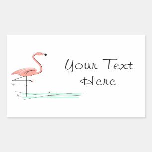 Sticker Rectangulaire Flamant rose Ocean Texte rectangle