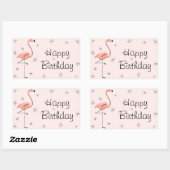 Sticker Rectangulaire Flamant rose rose joyeux rectangle d'anniversaire (Feuille)