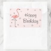 Sticker Rectangulaire Flamant rose rose joyeux rectangle d'anniversaire (Sac)
