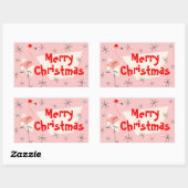 Sticker Rectangulaire Flamant rose Santas rose joyeux rectangle de Noël (Feuille)
