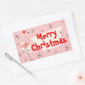 Sticker Rectangulaire Flamant rose Santas rose joyeux rectangle de Noël (Enveloppe)