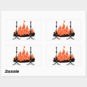 Sticker Rectangulaire Flammes rouges cheminée silhouette art (Feuille)