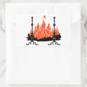 Sticker Rectangulaire Flammes rouges cheminée silhouette art (Sac)