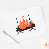 Sticker Rectangulaire Flammes rouges cheminée silhouette art (Enveloppe)