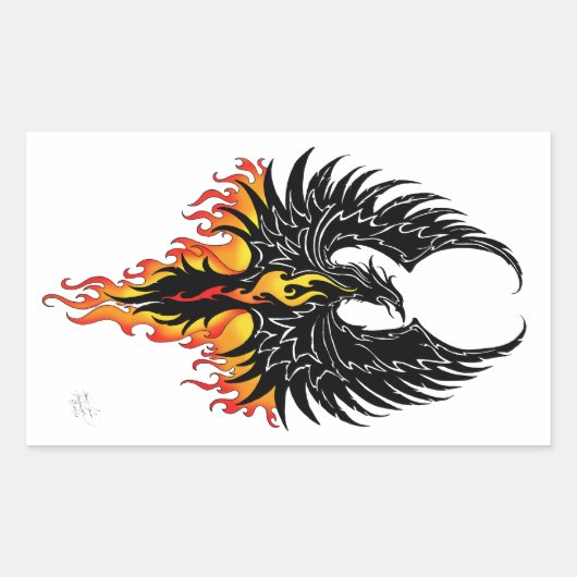 Sticker Rectangulaire Flammes tribales Phoenix Firebird (Devant)