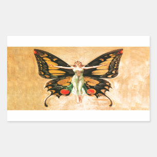 Sticker Rectangulaire Flapper Butterfly Flying Woman Illustration