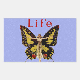 Sticker Rectangulaire Flapper Butterfly Flying Woman Illustration
