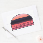 Sticker Rectangulaire Flathead Lake Montana Red Sunrise (Enveloppe)