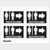 Sticker Rectangulaire Flèche de signalisation de toilettes (Feuille)