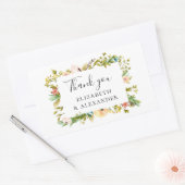 Sticker Rectangulaire Fleur aquarelle. Mariage floral d'été merci (Enveloppe)