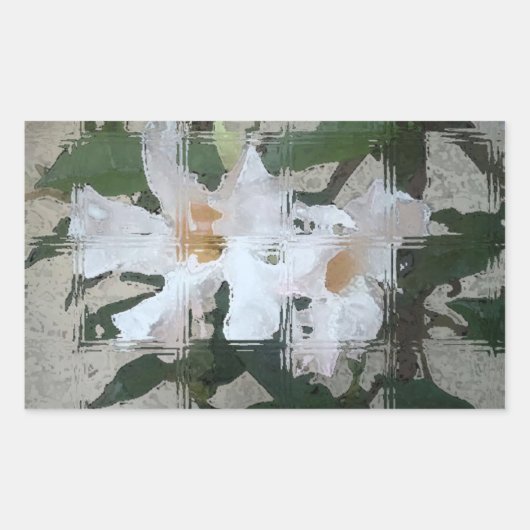 Sticker Rectangulaire Fleur blanche obstruée en verre (Devant)