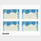 Sticker Rectangulaire Fleur de cerisier bleu japonais antique (Feuille)