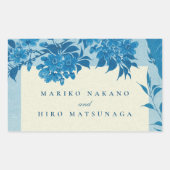 Sticker Rectangulaire Fleur de cerisier bleu japonais antique (Devant)
