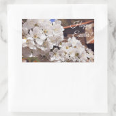 Sticker Rectangulaire Fleur de cerisier. Joyeux Pâques. (Sac)