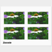 Sticker Rectangulaire Fleur de cône blanc, fleurs pourpres et papillon (Feuille)