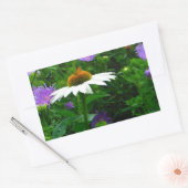 Sticker Rectangulaire Fleur de cône blanc, fleurs pourpres et papillon (Enveloppe)