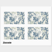 Sticker Rectangulaire Fleur de feuille bleue asiatique japonaise (Feuille)
