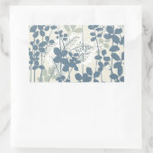 Sticker Rectangulaire Fleur de feuille bleue asiatique japonaise (Sac)