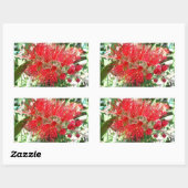 Sticker Rectangulaire Fleur de fond Rouge Tropical Floral (Feuille)