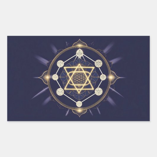 Sticker Rectangulaire Fleur de l'Infini — Géométrie Sacrée Céleste (Devant)